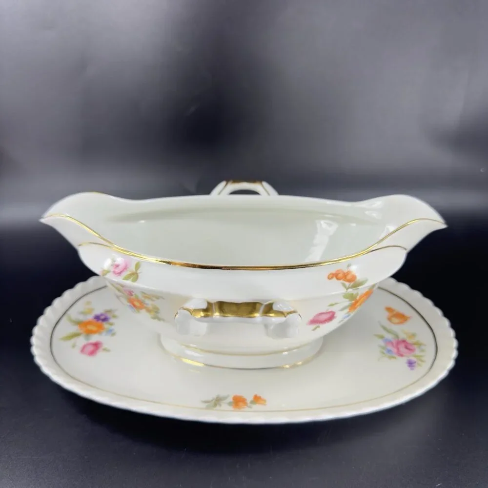 Vintage K&A Krautheim Selb Bavaria Porcelain‎ Sauce Bowl Gravy Boat With Handles